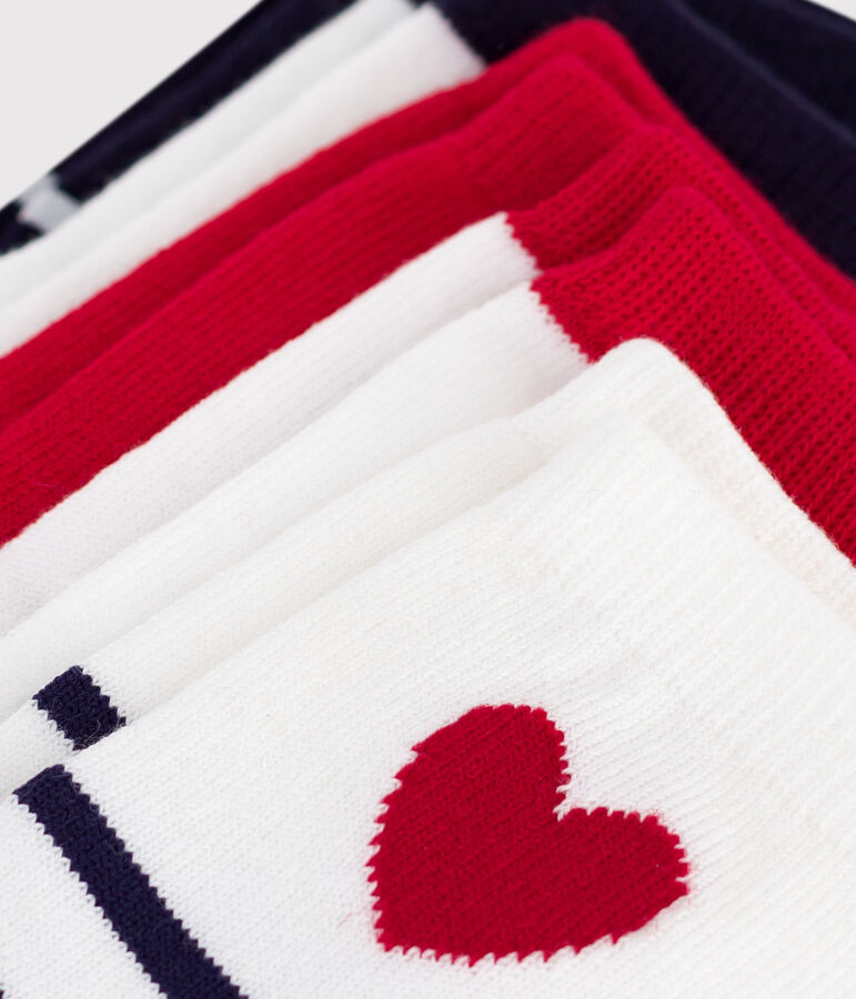 5 paires de chaussettes b&eacute;b&eacute; en coton rayures et coeurs multicouleur