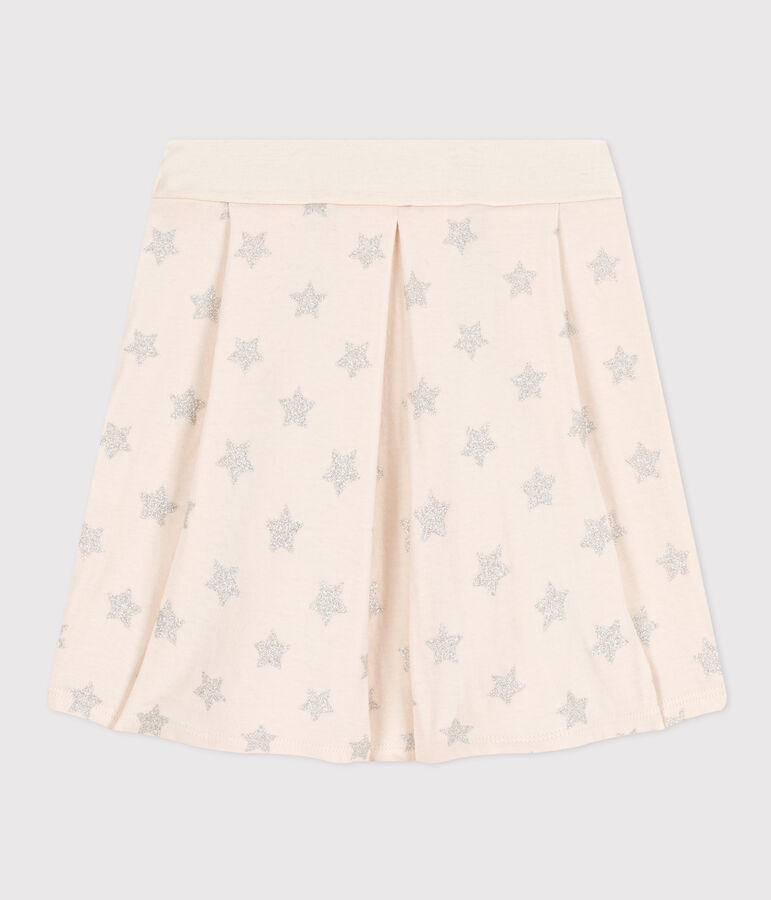 Meisjesrok in tubic met print ecru/grijs