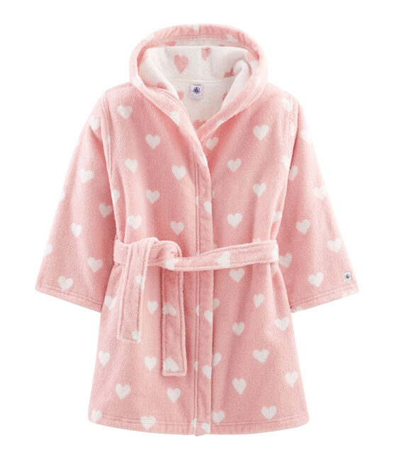 Badjas van badstof voor babymeisjes roze CHARME/wit MARSHMALLOW