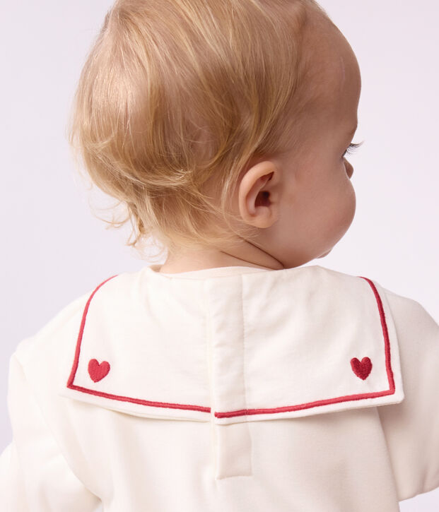 Effen katoenen babysweatshirt met matrozenkraagje en borduursel MILK