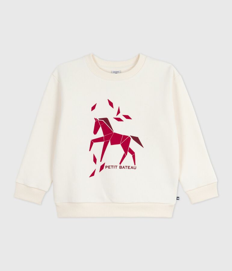 Katoenen sweatshirt met print voor kinderen ecru