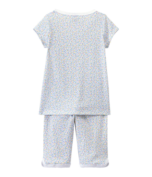 Korte meisjespyjama met dessin wit/multicouleur