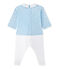 Hemdoverall uit twee stoffen voor babyjongens blauw TOUDOU/wit ECUME