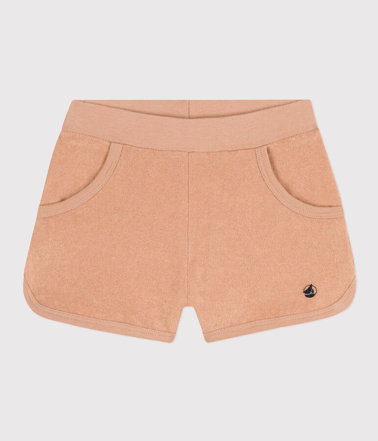 Meisjesshort van badstof beige