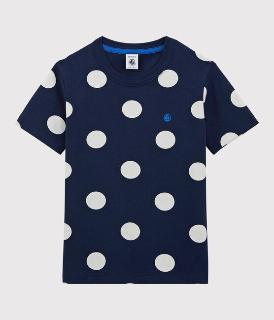 T-shirt manches courtes en coton enfant garçon bleu MEDIEVAL/blanc MARSHMALLOW