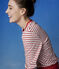Marinière Dames t-shirt van katoen wit MARSHMALLOW/rood TERKUIT
