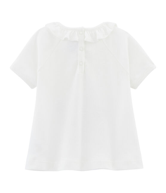 Effen T-shirt baby meisje wit MARSHMALLOW/wit MULTICO