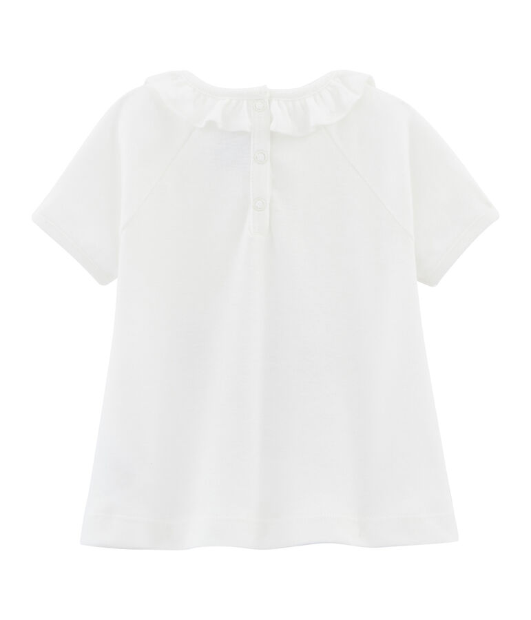 Effen T-shirt baby meisje wit/multicouleur