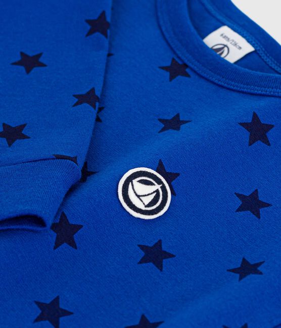 Katoenen T-shirt met lange mouwen en print voor kinderen blauw OLYMPIC+SOIR