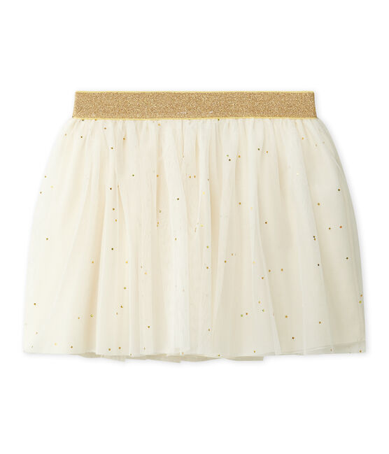 Meisjesrok in tule met sterrendessin beige COQUILLE/geel DORE