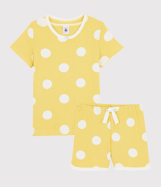 Pyjacourt à pois enfant en côte jaune BLE/blanc ECUME