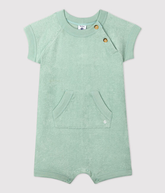 Combinaison courte en bouclette éponge bébé vert HERBIER