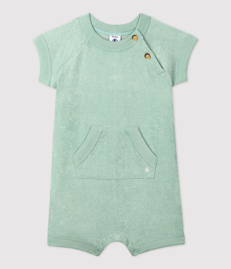 Combinaison courte en bouclette &eacute;ponge b&eacute;b&eacute; vert