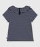 Gestreept T-shirt met korte mouwen voor kinderen blauw SMOKING/wit MARSHMALLOW