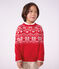 Pull jacquard enfant en laine et coton rouge/multicouleur