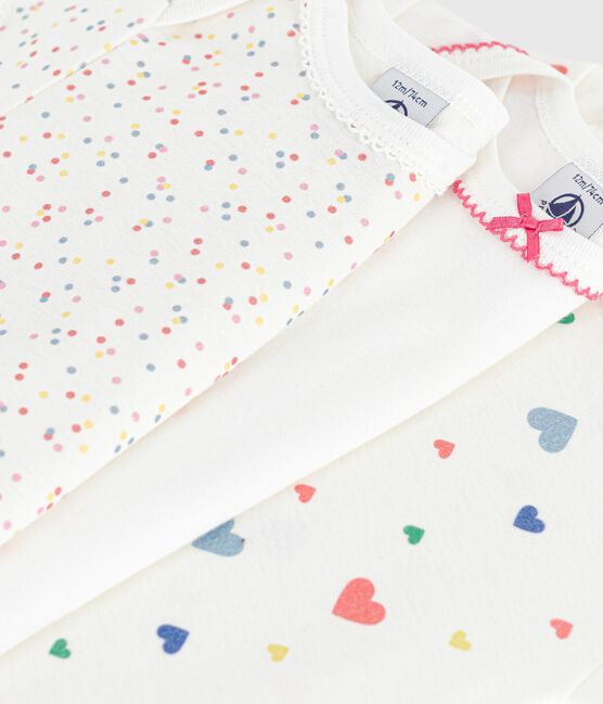 Setje van katoenen babybody's met korte mouwen en hartjesprint variante 1