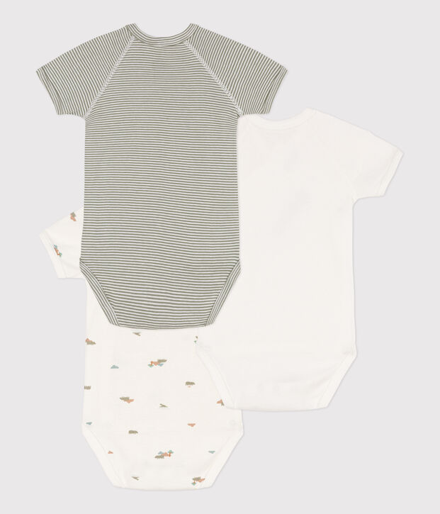 Set van 3 katoenen overslagbody's met print en korte mouwen multicouleur