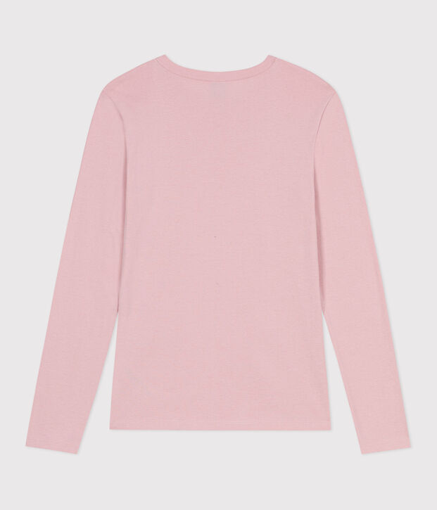 Tee-shirt femme l'iconique en coton manches longues rose