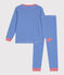 Pyjama enfant en coton manches longues à rayures bleu PERSE/blanc MARSHMALLOW