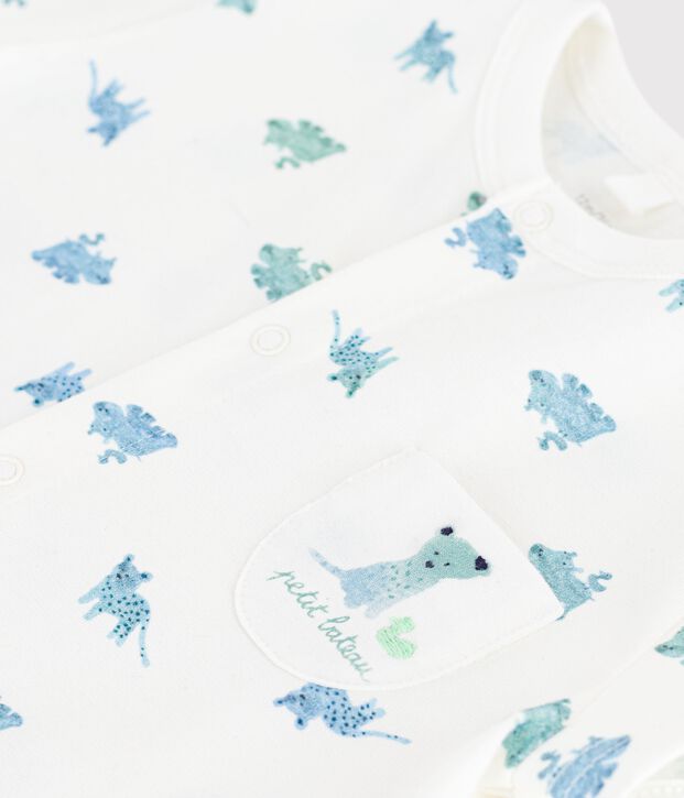 Kort katoenen pakje met dierenprint voor baby's wit/multicouleur