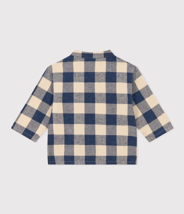 Chemise en flanelle &agrave; carreaux b&eacute;b&eacute; bleu/&eacute;cru