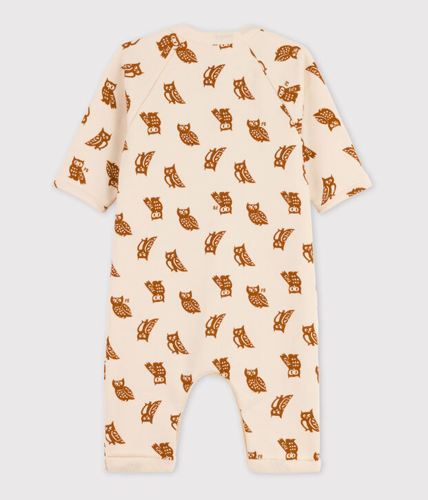 Lang katoenen pakje met uiltjesprint voor baby's ecru/bruin