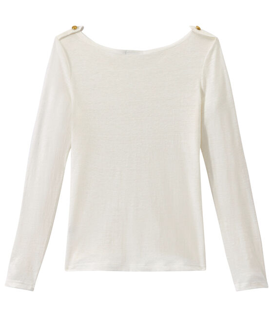 Dames-T-shirt in linnen wit LAIT