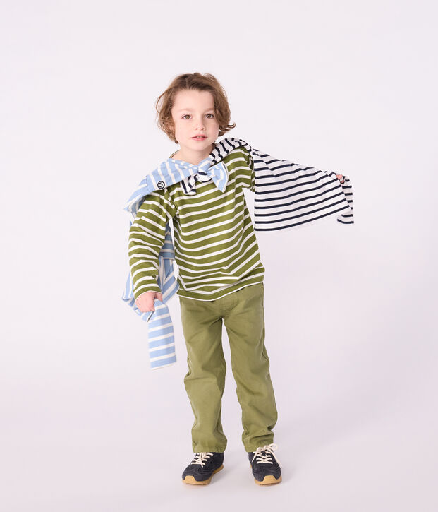 Marini&egrave;re enfant en coton vert/&eacute;cru