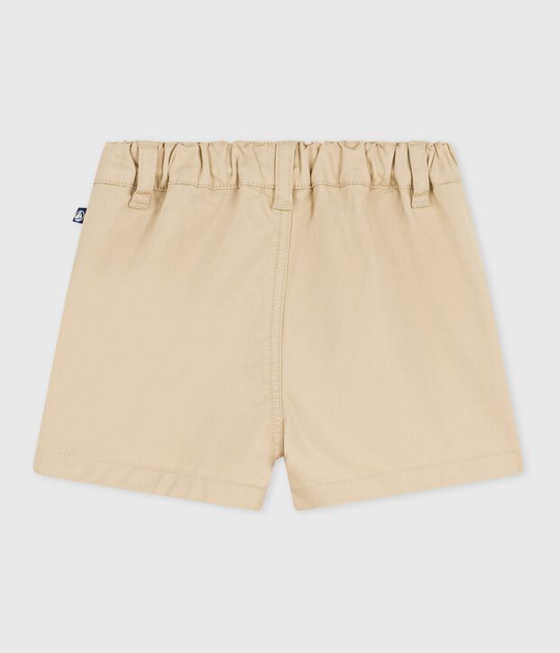 Effen katoenen short voor baby's beige