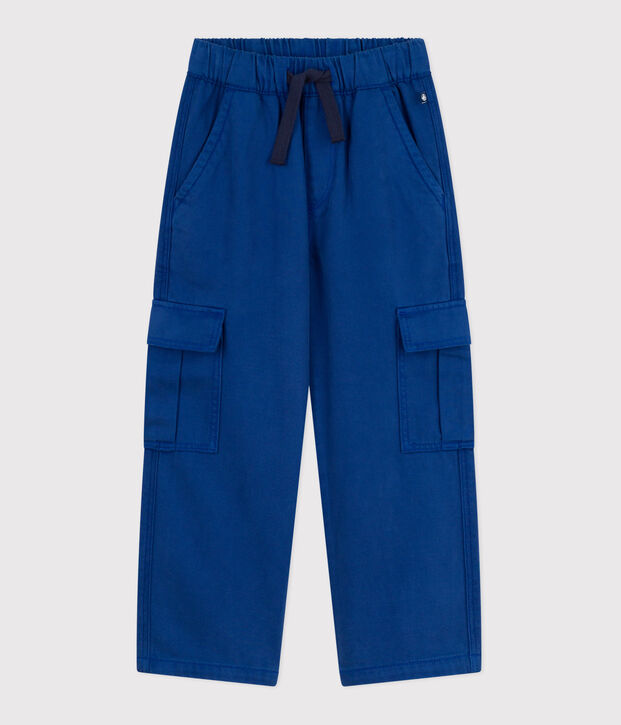 Effen cargobroek van lyocell voor kinderen blauw