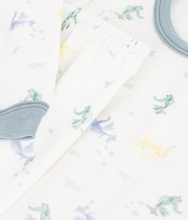 Fluwelen kinderpyjama met print wit/blauw/multicouleur