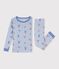 Nauw aansluitende katoenen kinderpyjama met print blauw/wit/multicouleur