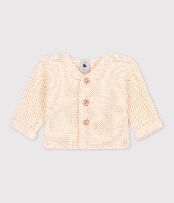 Gebreide uniseks babycardigan in ribbelsteek ecru AVALANCHE