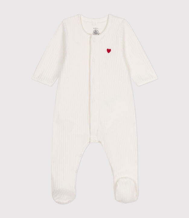 Dors-bien mixte en velours avec body int&eacute;gr&eacute; uni blanc