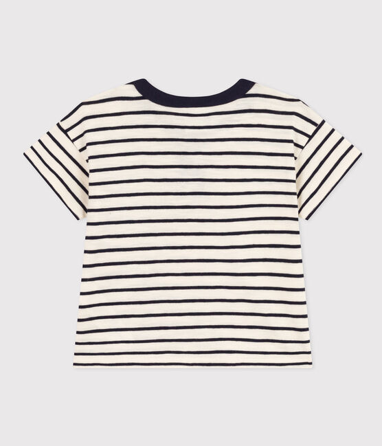 Tee-shirt manches courtes en jersey flammé bébé blanc AVALANCHE/bleu SMOKING