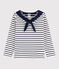 T-shirt van jersey met lange mouwen voor meisjes wit MARSHMALLOW/blauw SMOKING