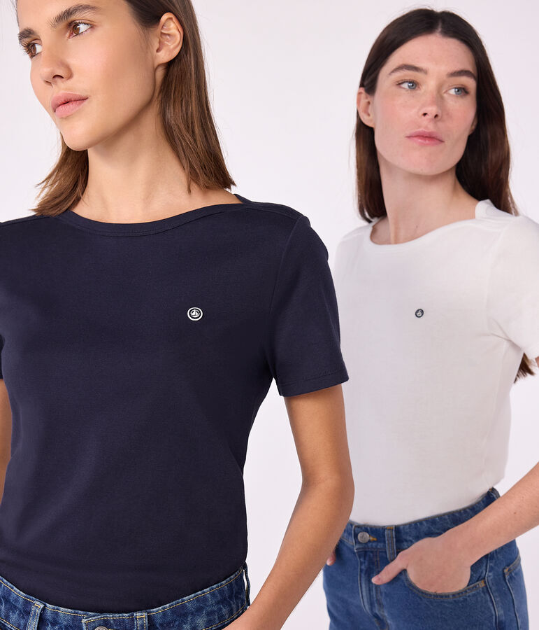 Tee-shirt Femme Iconique col amiral en coton bleu