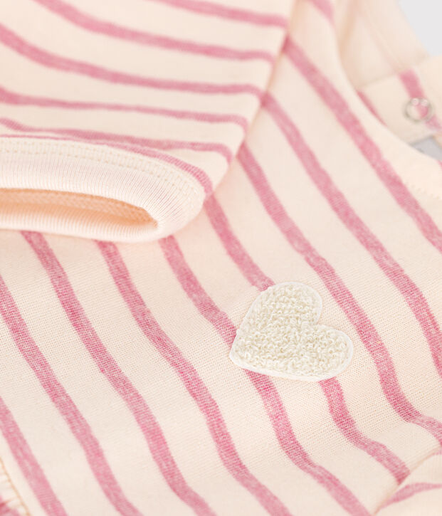 Robe manches longues en tubique b&eacute;b&eacute; &eacute;cru/rose