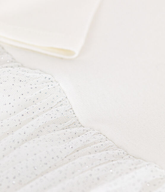 Robe en côte et tulle enfant fille blanc MARSHMALLOW