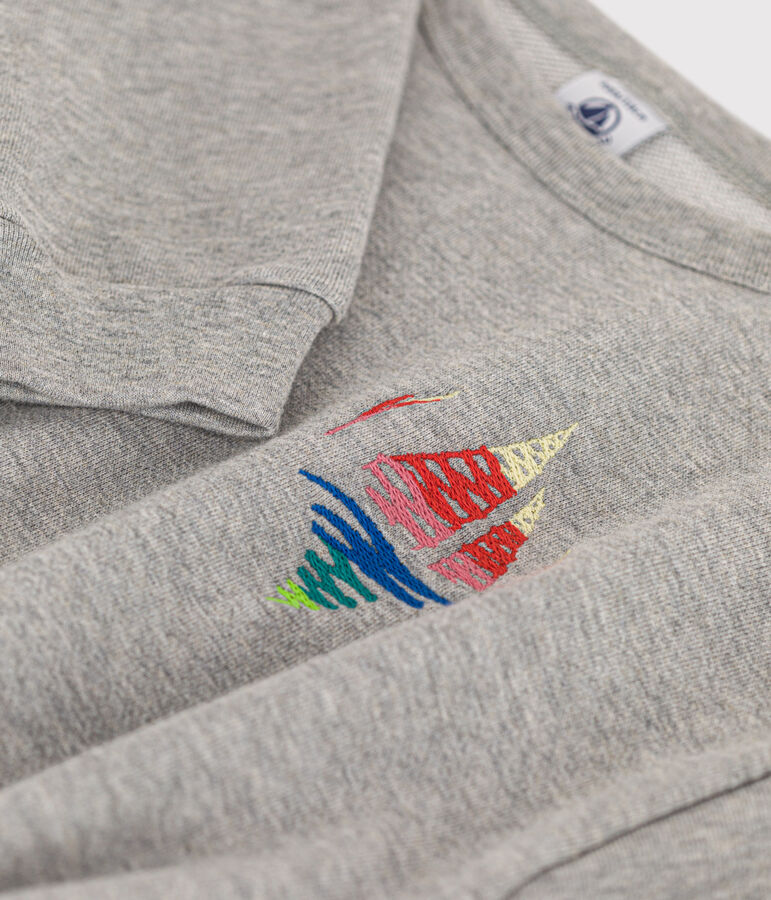 Meisjesjurk met lange mouwen en geborstelde fleeceprint grijs