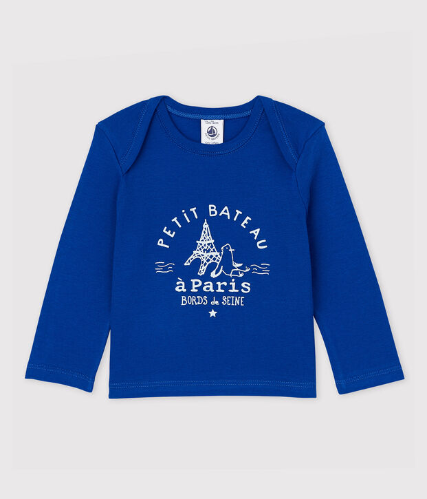 Katoenen T-shirt met lange mouwen voor babyjongens blauw