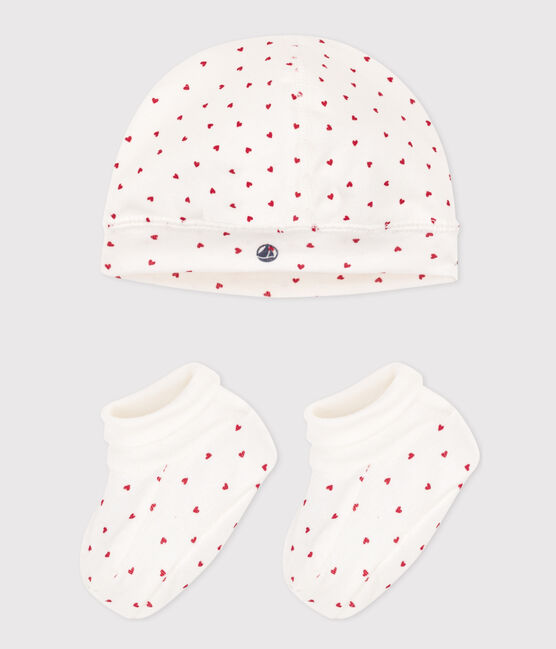 Set met muts en sokjes met hartjesprint voor baby's variante 1