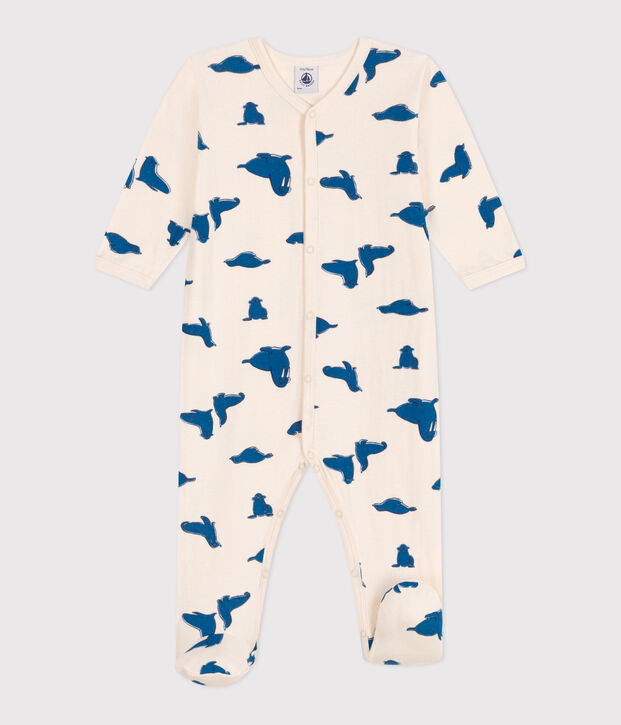 Babypyjama van tubic met walrusprint ecru/multicouleur