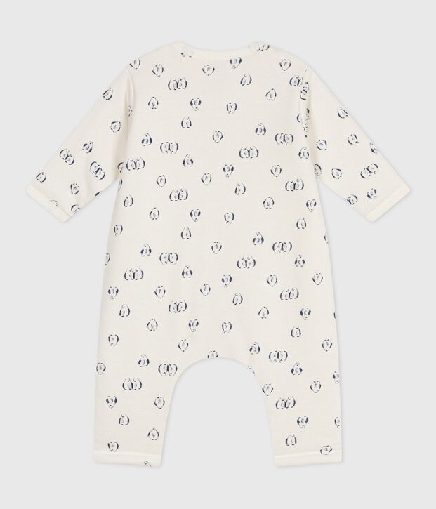 Combinaison ouatin&eacute;e b&eacute;b&eacute; en coton, imprim&eacute; pingouins bleu/bleu