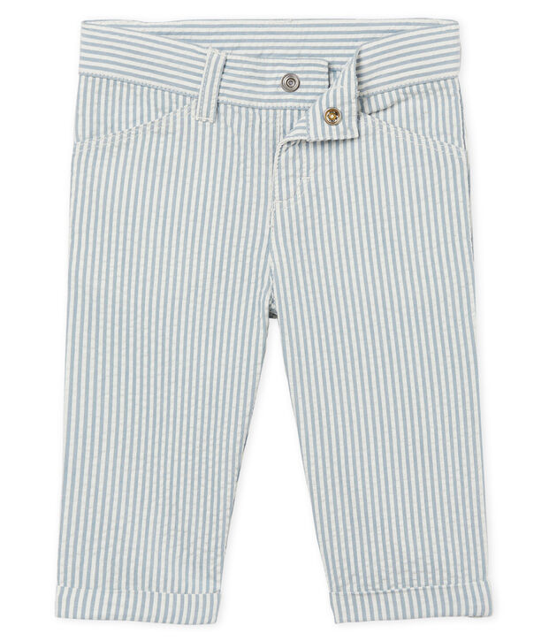 Gestreepte broek voor babyjongens blauw/wit