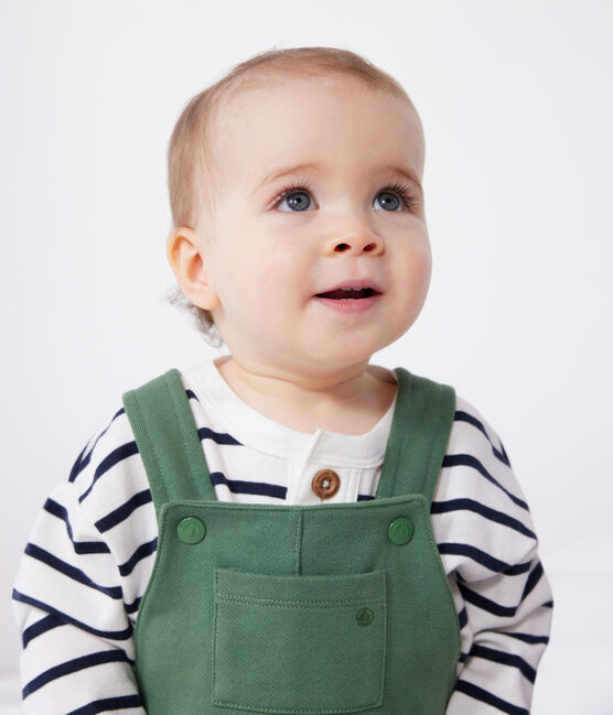 Effen salopette met lange pijpen van katoen voor baby's groen PALMERAIE