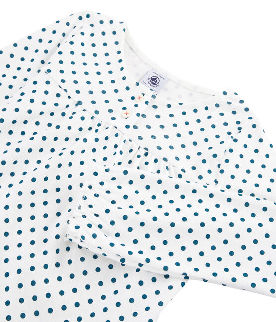 Pyjama petite fille en côte blanc MARSHMALLOW/bleu CONTES
