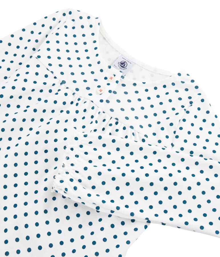 Meisjespyjama van gebreide stof wit MARSHMALLOW/blauw CONTES