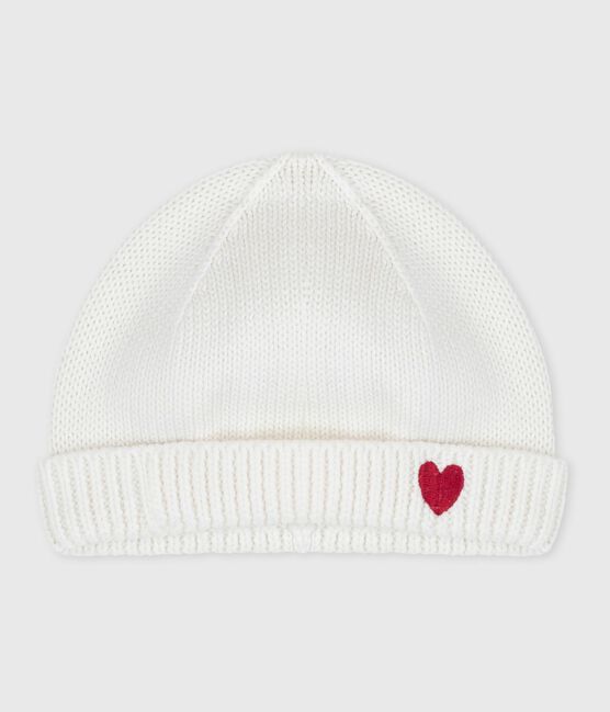 Bonnet naissance tricoté en coton blanc MARSHMALLOW