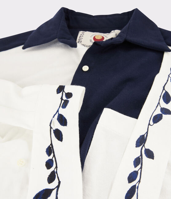 Hemdjurk Dames Christoph Rumpf x Petit Bateau blauw SMOKING/wit MARSHMALLOW